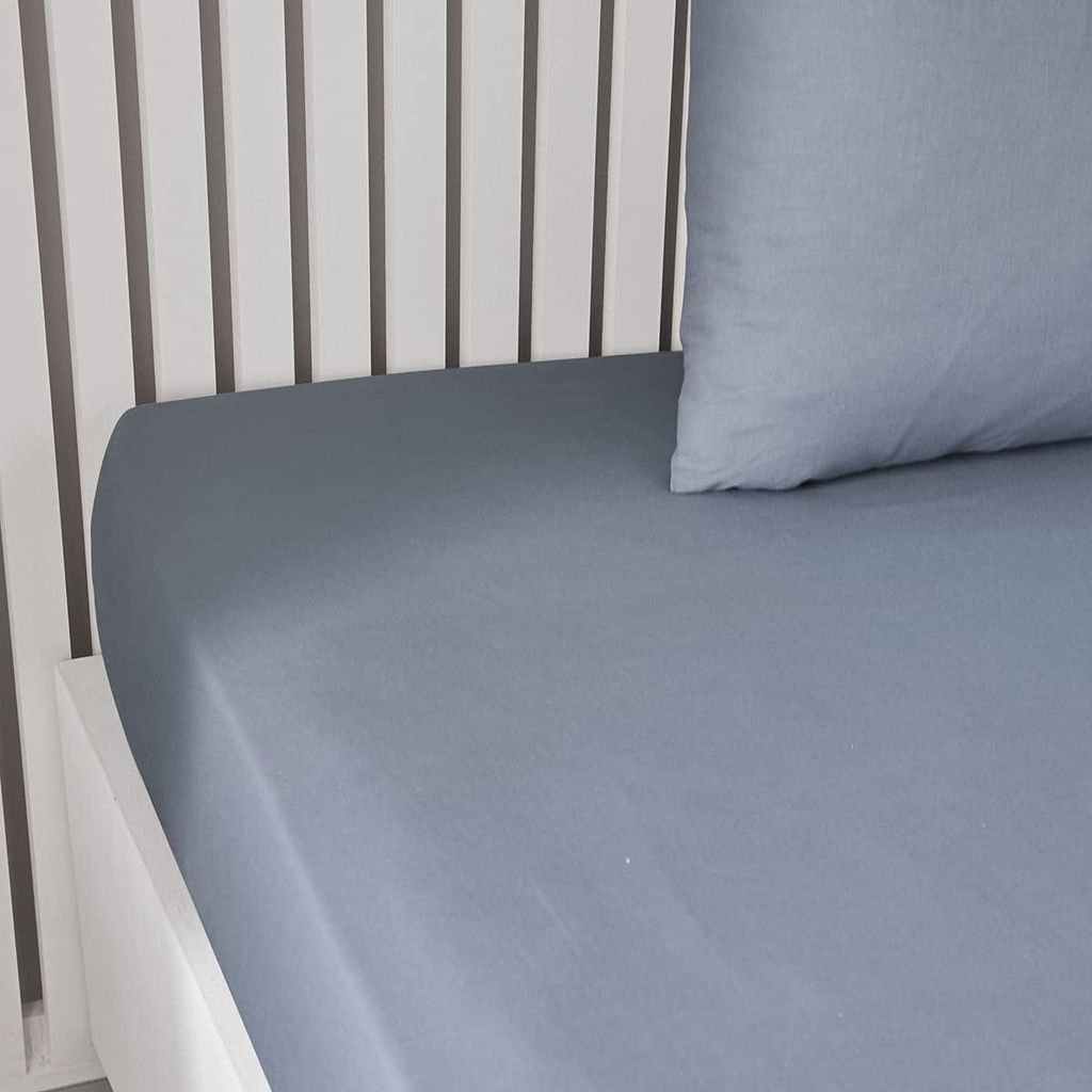 TODAY Essential Spannbettlaken, 90 x 190 cm, für Einzelbett, 100% Baumwolle, einfarbig, Denim
