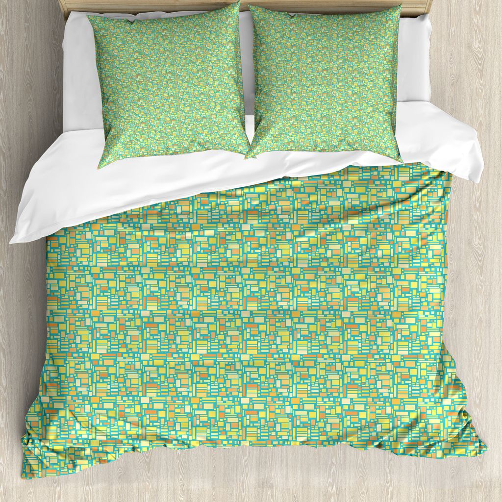 ABAKUHAUS Abstrakt Bettbezug Set für Einzelbetten, Rechtecke und Quadrate, Milbensicher Allergiker geeignet mit Kissenbezug, 200 cm x 200 cm - 80 ...