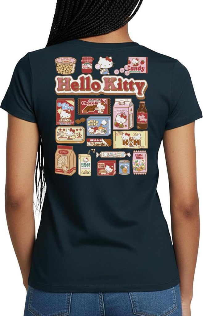 Spreadshirt Hello Kitty Snack Collage Frauen T-Shirt, M, Navy