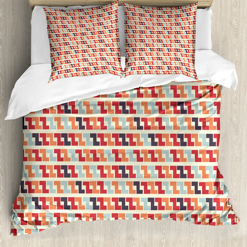 Copripiumino ABAKUHAUS 155x220 - Zigzag Colorato Facile da Lavare