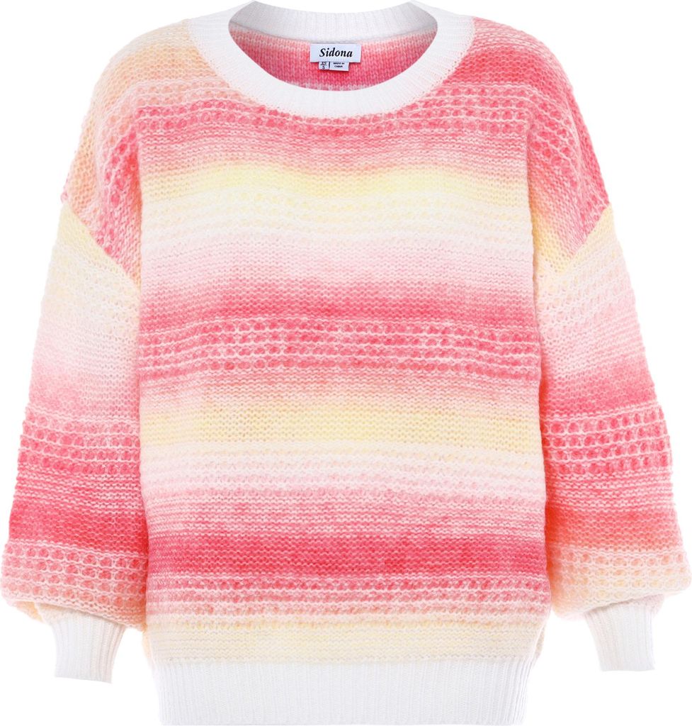 SIDONA damen pullover - rosa gelb mehrfarbig, M/L