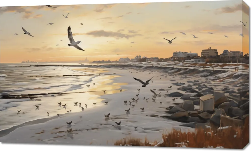 Tableau Panoramique 100x60 cm Crépuscule Côte - Couleurs Vibrantes