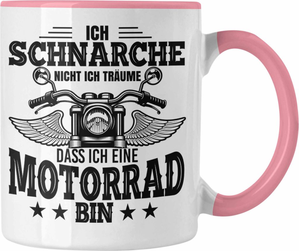 Trendation - Ich Schnarche Nicht Motorrad-Fahrer Geschenk Tasse Spruch (Rosa)