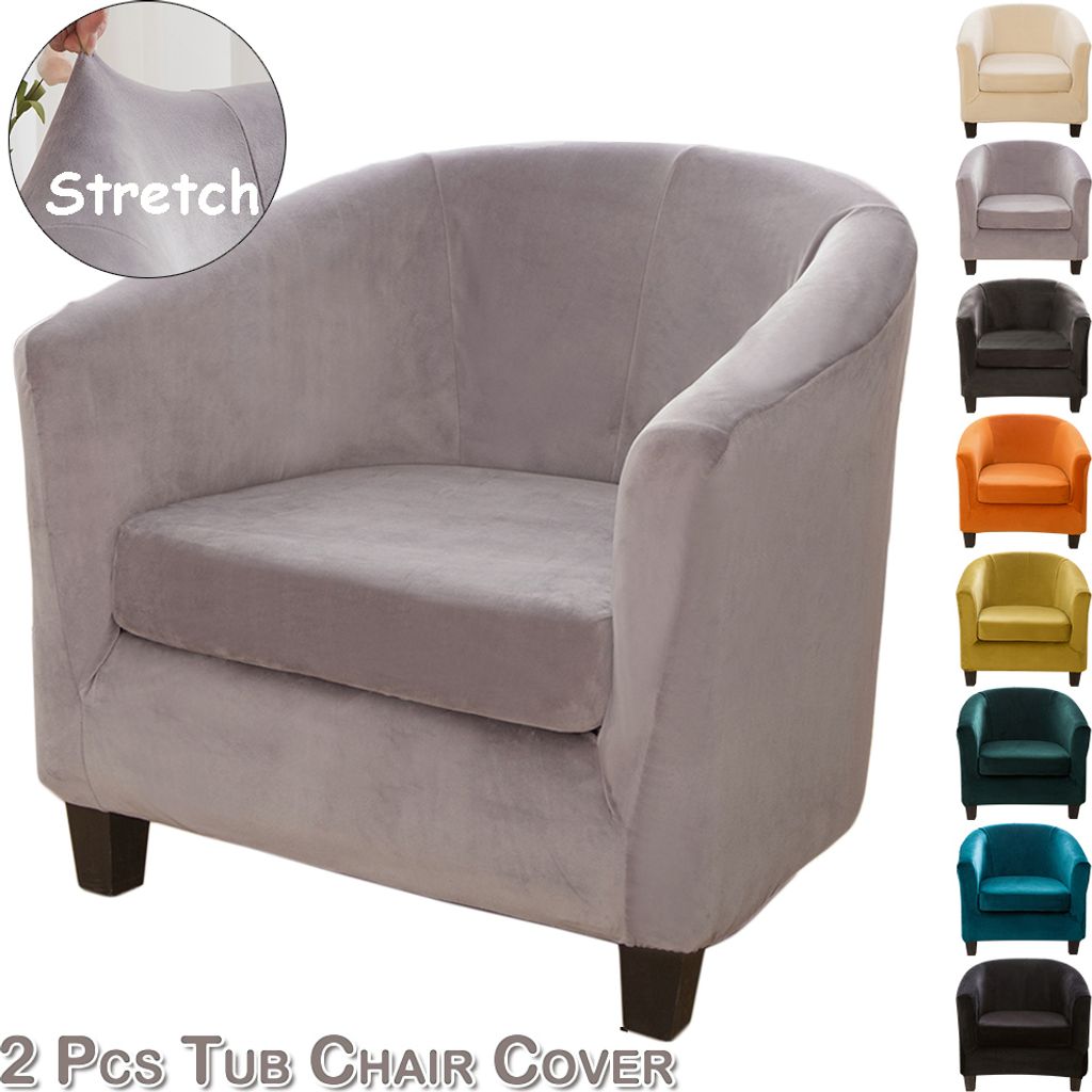 Stretch Universal Stuhlhusse Samt Stuhlbezug Sofa Sessel Husse für Home Hochzeit Bankett Bar Sofabezug für Einzelsofa Clubsessel Cocktailsessel Grau