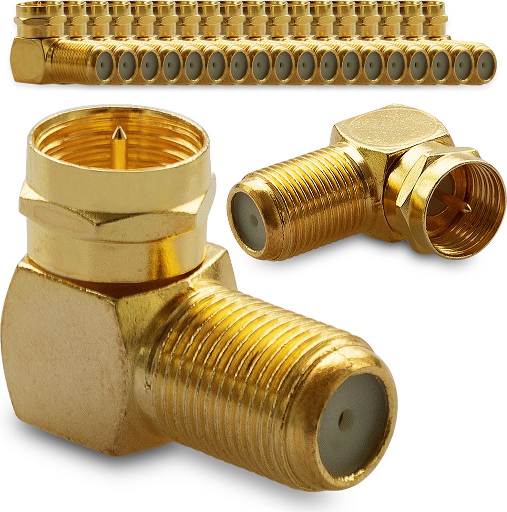 SAT F-Winkelstecker Winkel Adapter 90° Vergoldet 20x Winkeladapter Stecker Kabel