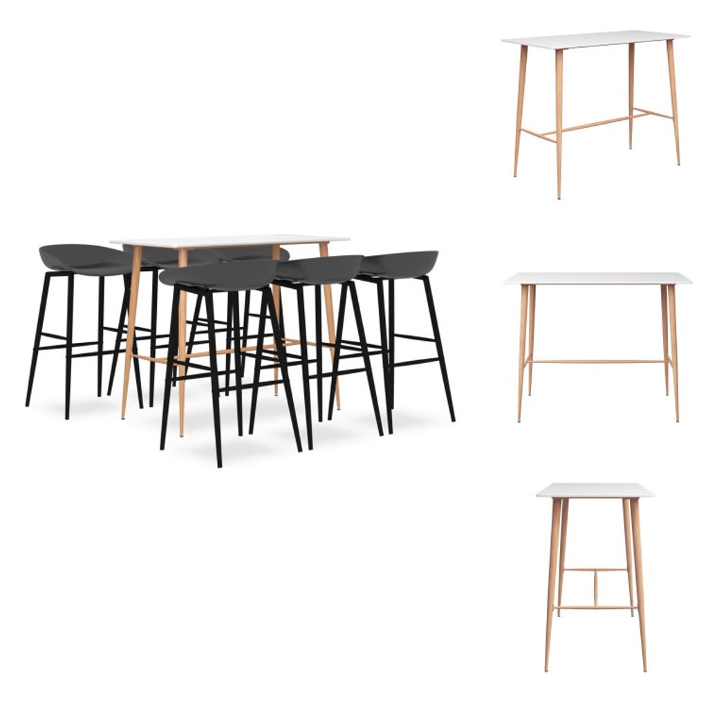 vidaXL 7-tlg. Bar-Set Weiß und Grau - Essgruppen