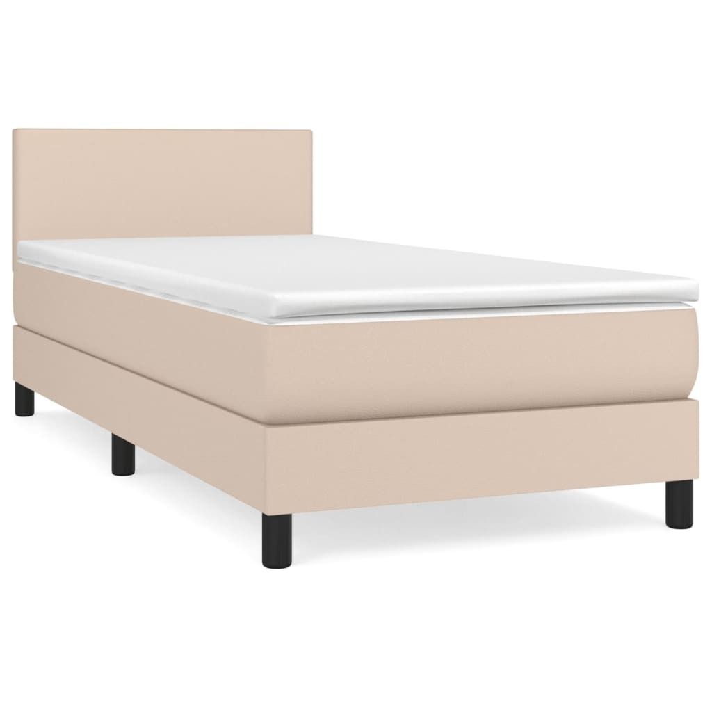 Boxspringbett mit Matratze Cappuccino-Braun 90x190cm Kunstleder