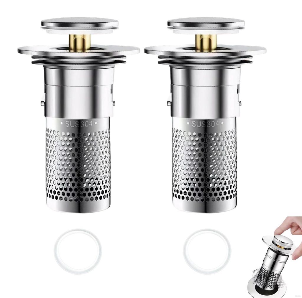 2 Abflussstopfen mit Sieb, aus Messing und ABS, für Abflüsse mit 34–40 mm Durchmesser, für schnellen Wasserablauf, Abflussventil für Bad und ...