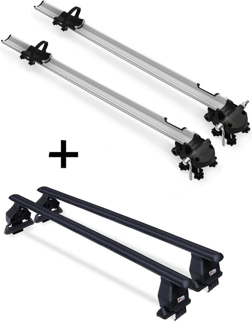 2x Fahrradträger Bike Pro + Dachträger Menabo Tema Stahl kompatibel mit für VW Vento (Stufenheck 5 Türer) 1992-1997