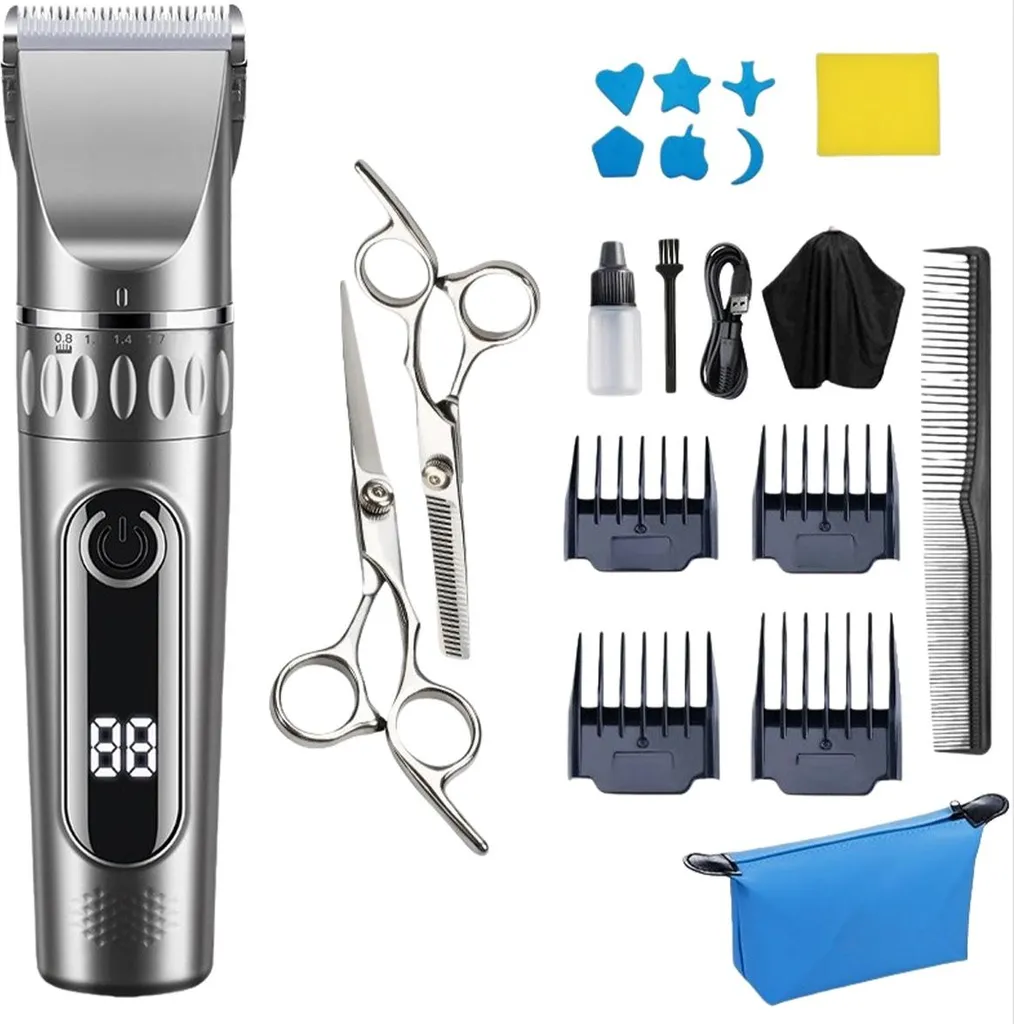 Idea Regalo Uomo: Set INF Tagliacapelli Grigio e Forbici Acciaio