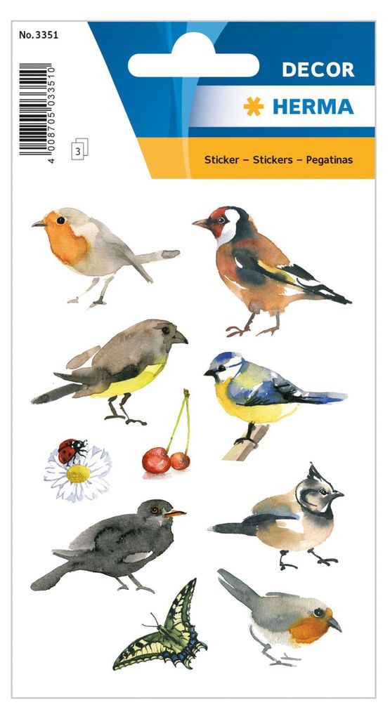 HERMA Sticker DECOR "Aquarell Vögel" 3 Blatt à 10 Sticker Produktbild 