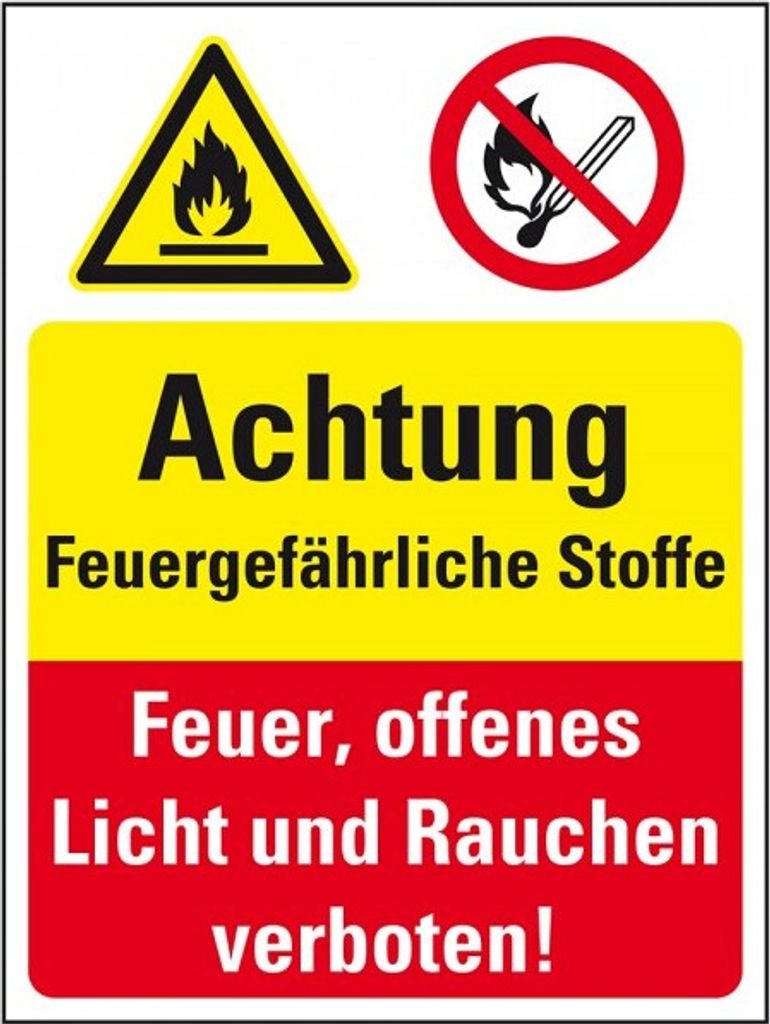 Dreifke Schild I Sicherheits-Kombischild mit Symbolen, Feuergefährliche..., ...