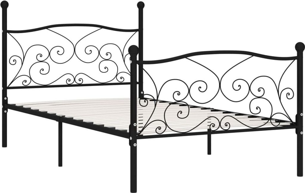 Struttura letto con rete a doghe in metallo nero 100 × 200 Immagine del prodotto 