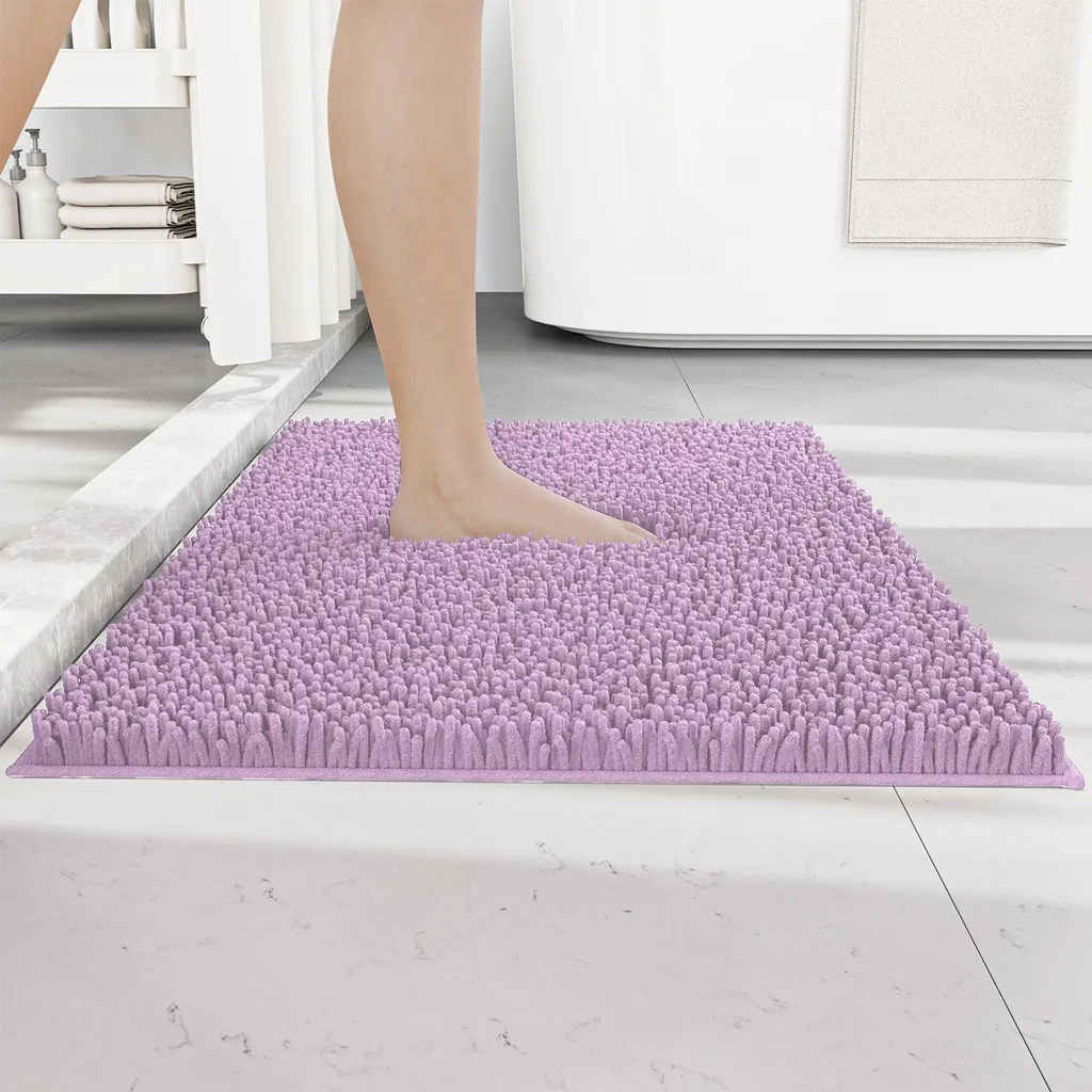 Tapis de bain chenille violet clair antidérapant - Absorbant 40x60cm