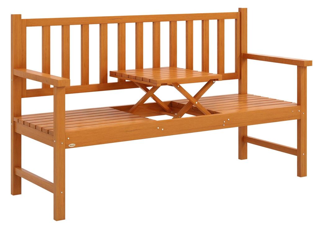 Outsunny Gartenbank 3-Sitzer Sitzbank mit Tisch, Parkbank Produktbild 