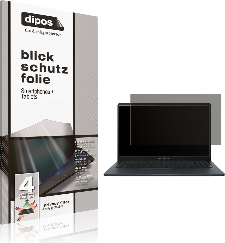 Blickschutzfolie für Asus ExpertBook BM1 BM1503 matt Schutzfolie Folie Display Schutz dipos