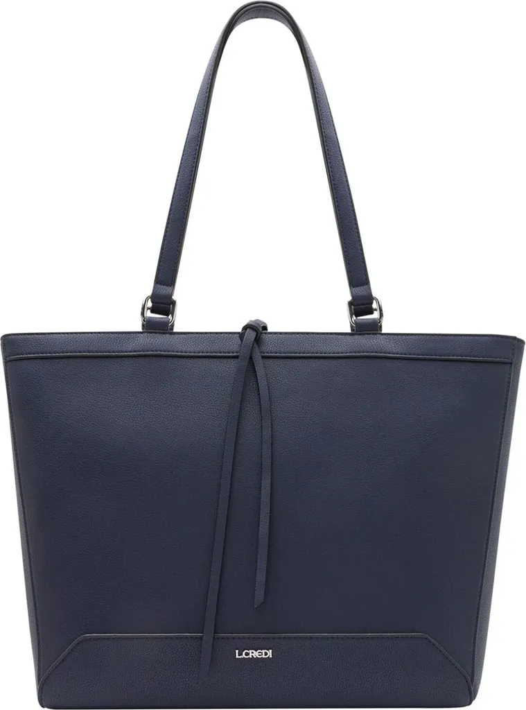 Grand sac cabas femme L.CREDI Olga, sac à épaule bleu marine chic