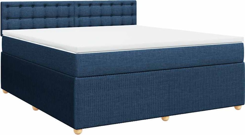 vidaXL Boxspringbett mit Matratze Blau 180x200 cm Stoff