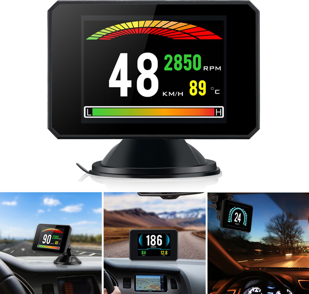 Hud Head-up Display P16 Obd Auto Wasser Temperatur Digital Schwarz
