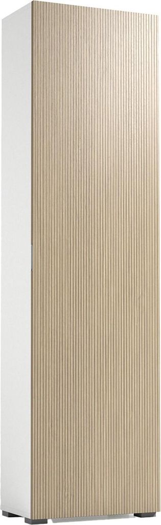 Dmora Mehrzweckschrank 1-türig Cansano 50x182h cm Weiß, 7 Einlegeböden Eine Tür