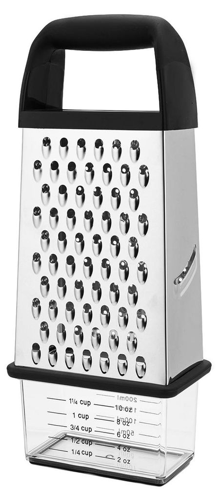Käsereibe mit Behälter, 4-seitige Edelstahlreibe für die Küche, professionelle Kastenreibe für Parmesan, Gemüse, Ingwer, Handreibe und -schne...