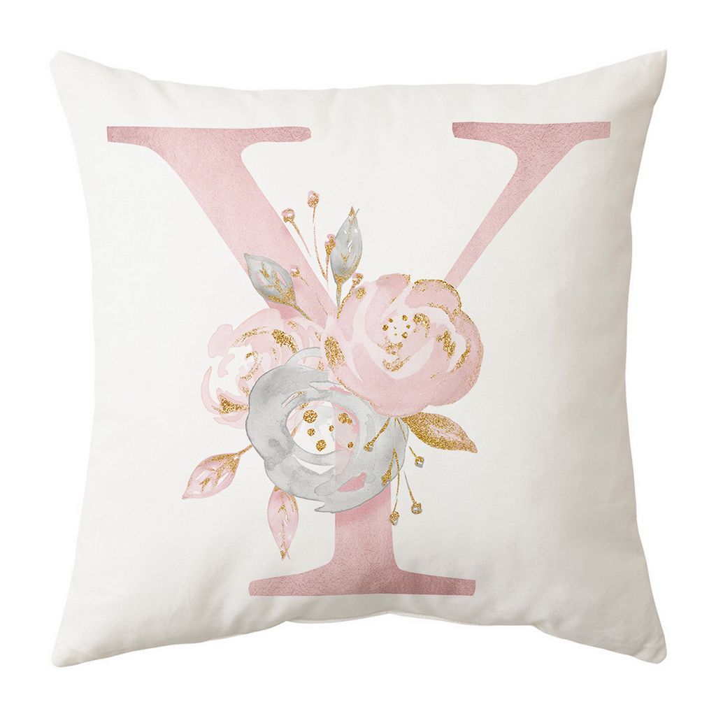 Kissenhülle staubdestfische romantische kurze Samt Anti-Verfassungsbuchstaben rosa Blumenwurfkissenbedeckung Dekor täglich-Y