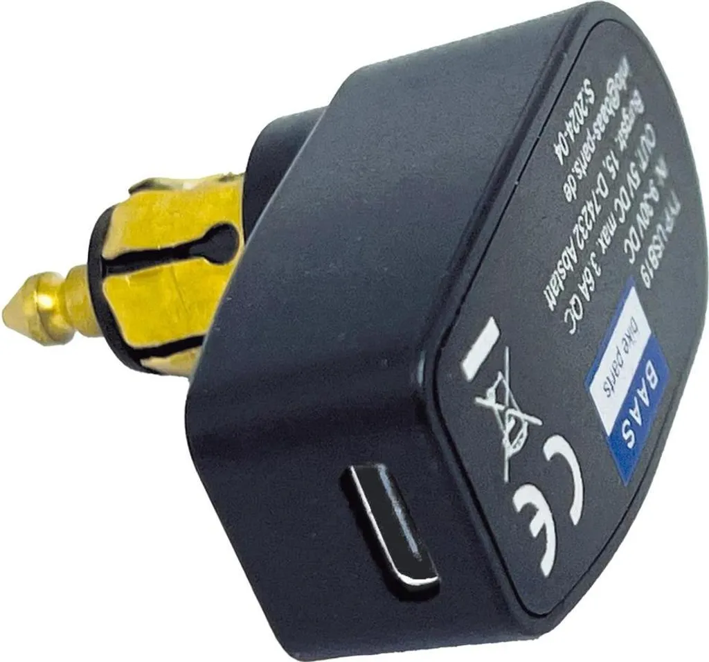 Chargeur Mini USB Coudé BAAS USB19 Adaptateur 12V pour Moto et Voiture