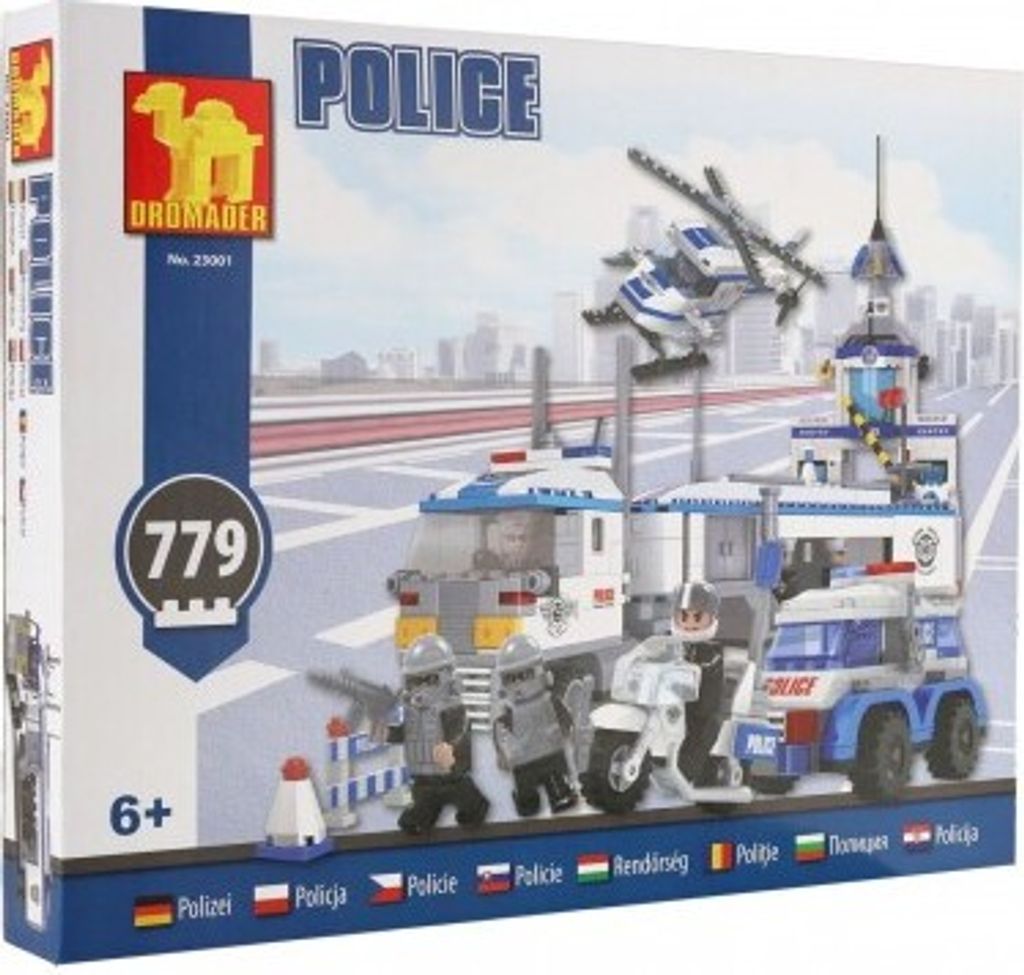 Stavebnice Dromader Policie Auto+Vrtulník+Stanice 23001 Produktbild 