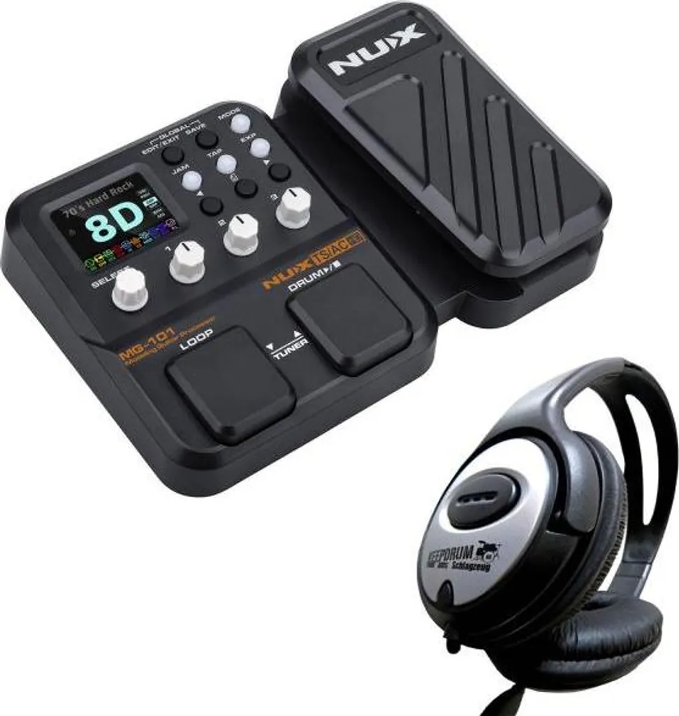 Multi-effets guitare Nux MG101 compact avec casque audio de monitoring