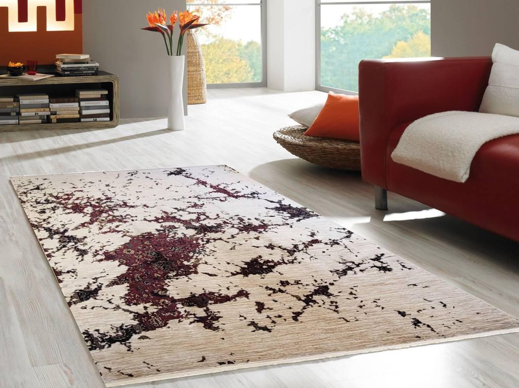 Teppich ARYANA | Farbe: Rot/Creme; Größe: 80x120 cm | strapazierfähig und leicht zu reinigen | Wohnzimmer | Schlafzimmer