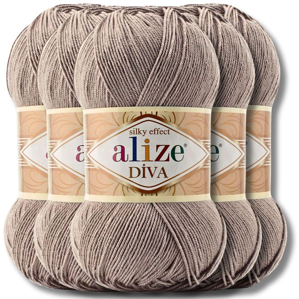 Alize 5x 100g Diva Wolle, Uni, Häkeln, Stricken (167) Produktbild 