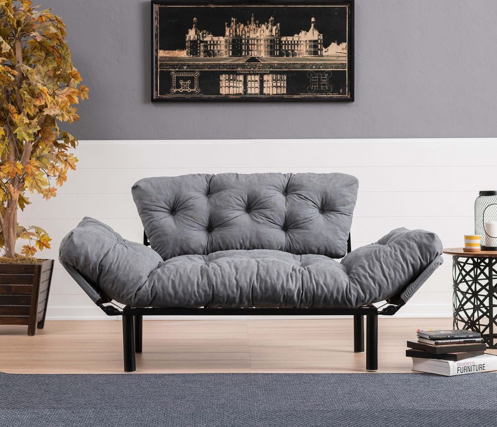 Hanah Home, Nitta- FTN1218, Grau, Schlafsofas, Rahmen: 100% Metall