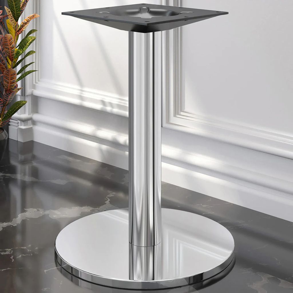 NIZZA | Bistro Tischgestell | Edelstahl | Fuß:: Ø50cm | Säule: 7,6 x 60 cm | Tischgestell Rund, Gastro Tischgestell