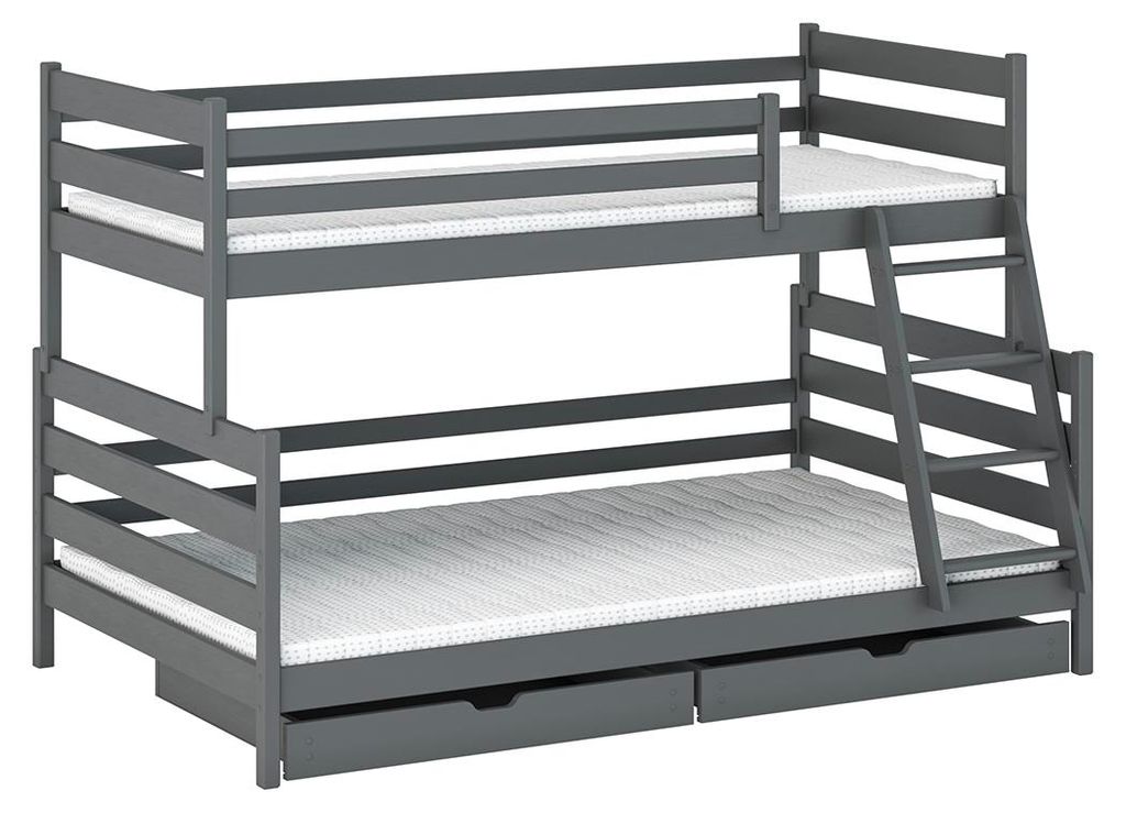 Etagenbett 90-120x200 inkl. Lattenroste und Schubladen Leo Anthrazit