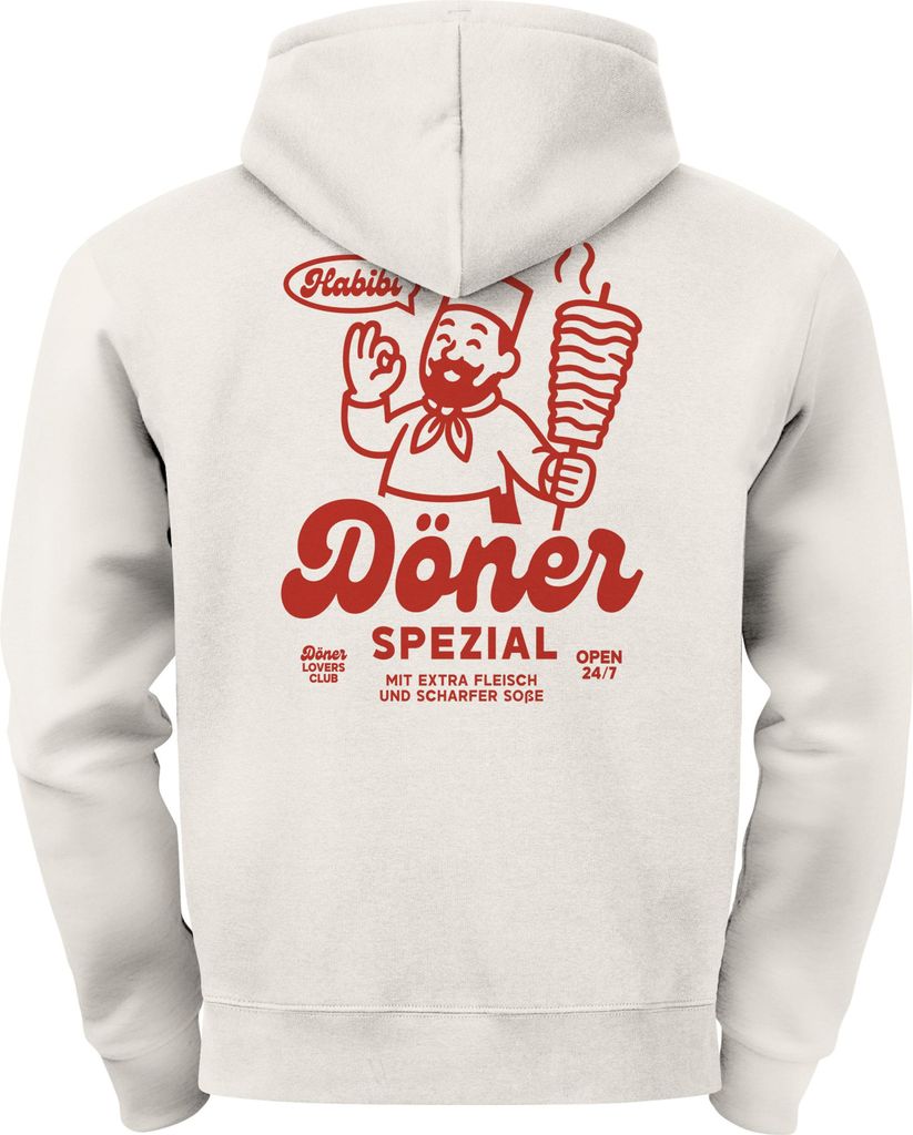 Herren Hoodie Backprint Döner Design Habibi Döner Spezial Fun & Food Print Männer Fashion Streetstyle Neverless