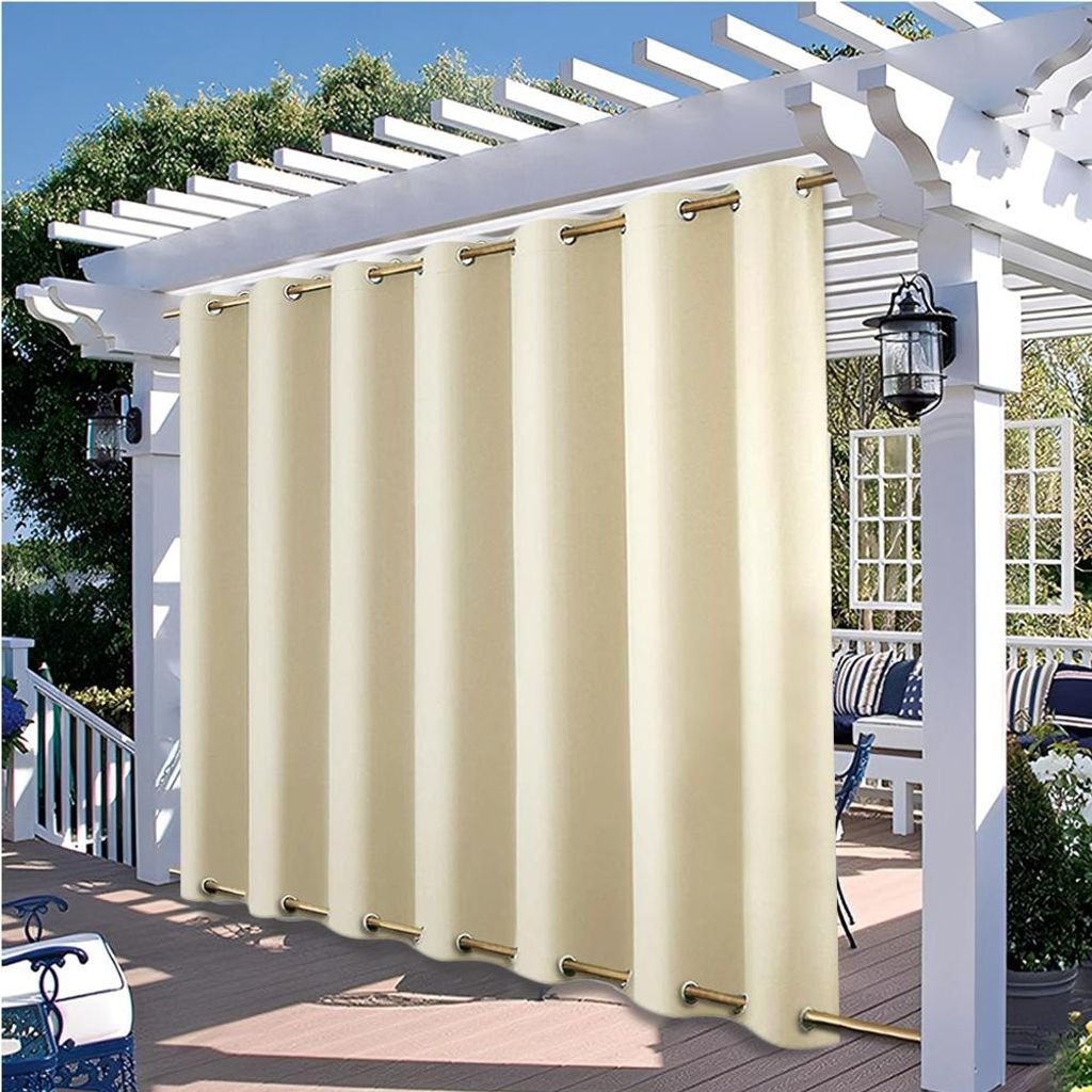 1 Stück Beige Outdoor Vorhang Wetterfest Wasserdicht Mit ösen Oben Und Unten Verdunkelungsvorhang Outdoorvorhänge Blickdicht Vorhänge Gardinen ...