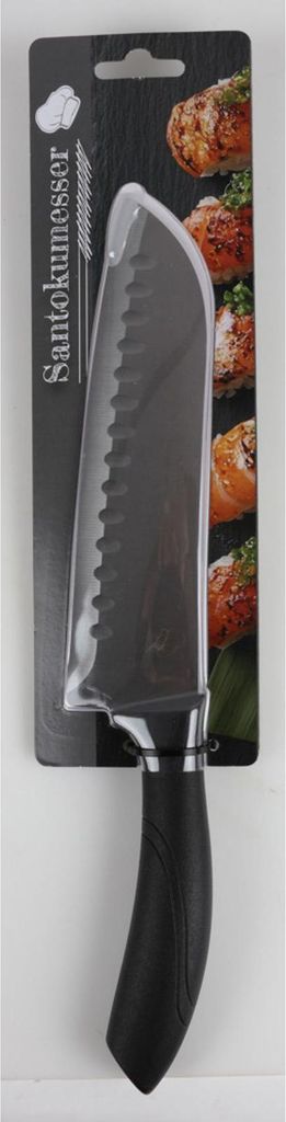 Santokumesser BASE 18 cm, Klinge Edelstahl, Griff PP schwarz, universell für Fleisch, Fisch, Gemüse, ergonomisch, langlebig, pflegeleicht