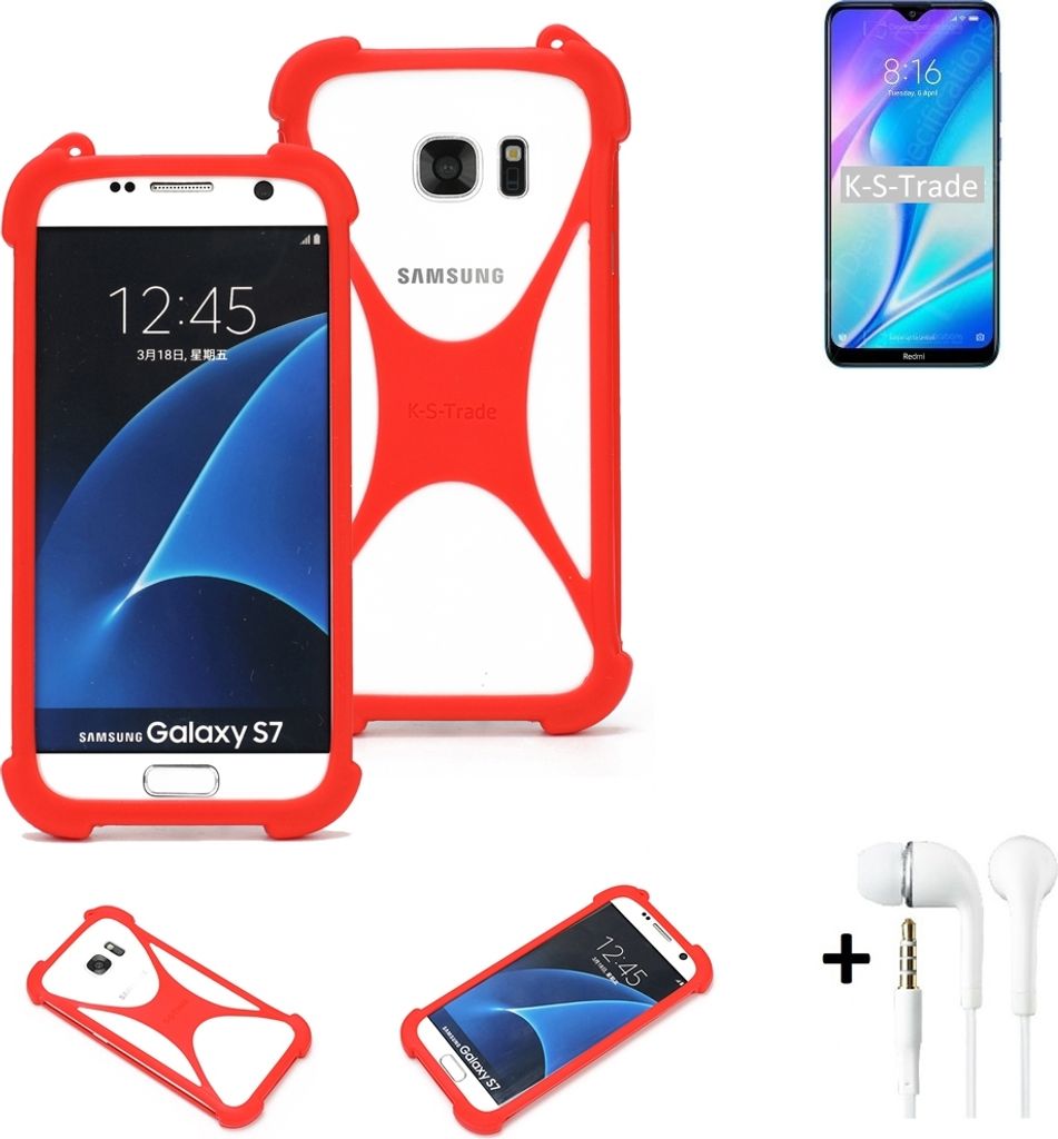 Handy-hülle + Kopfhörer kompatibel mit Xiaomi Redmi 9A Schutz-hülle Bumper Silikon Schutz Hülle Cover Case Silikoncase Silikonbumper TPU Softcase