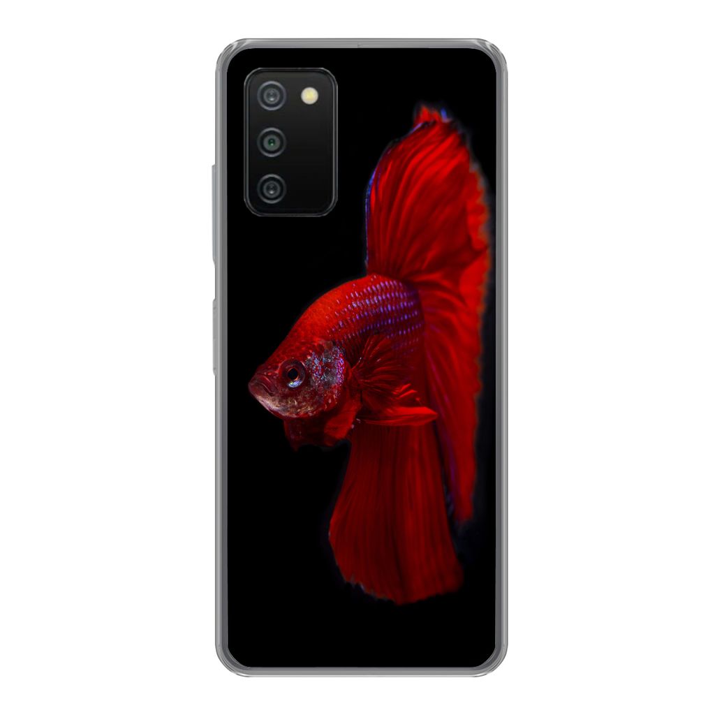 MuchoWow Handyhülle Schutzhülle Hülle für Samsung Galaxy A03s Fische - Tiere - Rot Silikon Softcase Handy Hülle - Schutz