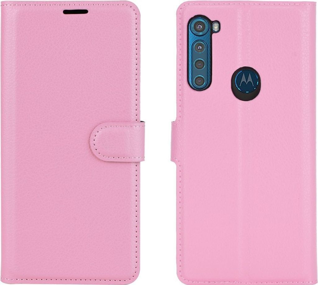Mobigear Classic Motorola One Fusion Plus Hülle Klapphülle Geldbörse - Pink