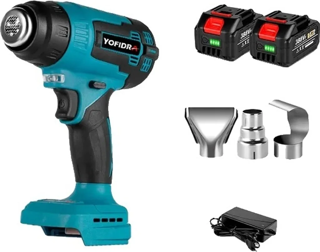 Pistola termica, potenza 2000W, applicazioni versatili, 2000W-a, 2 batterie spina UE