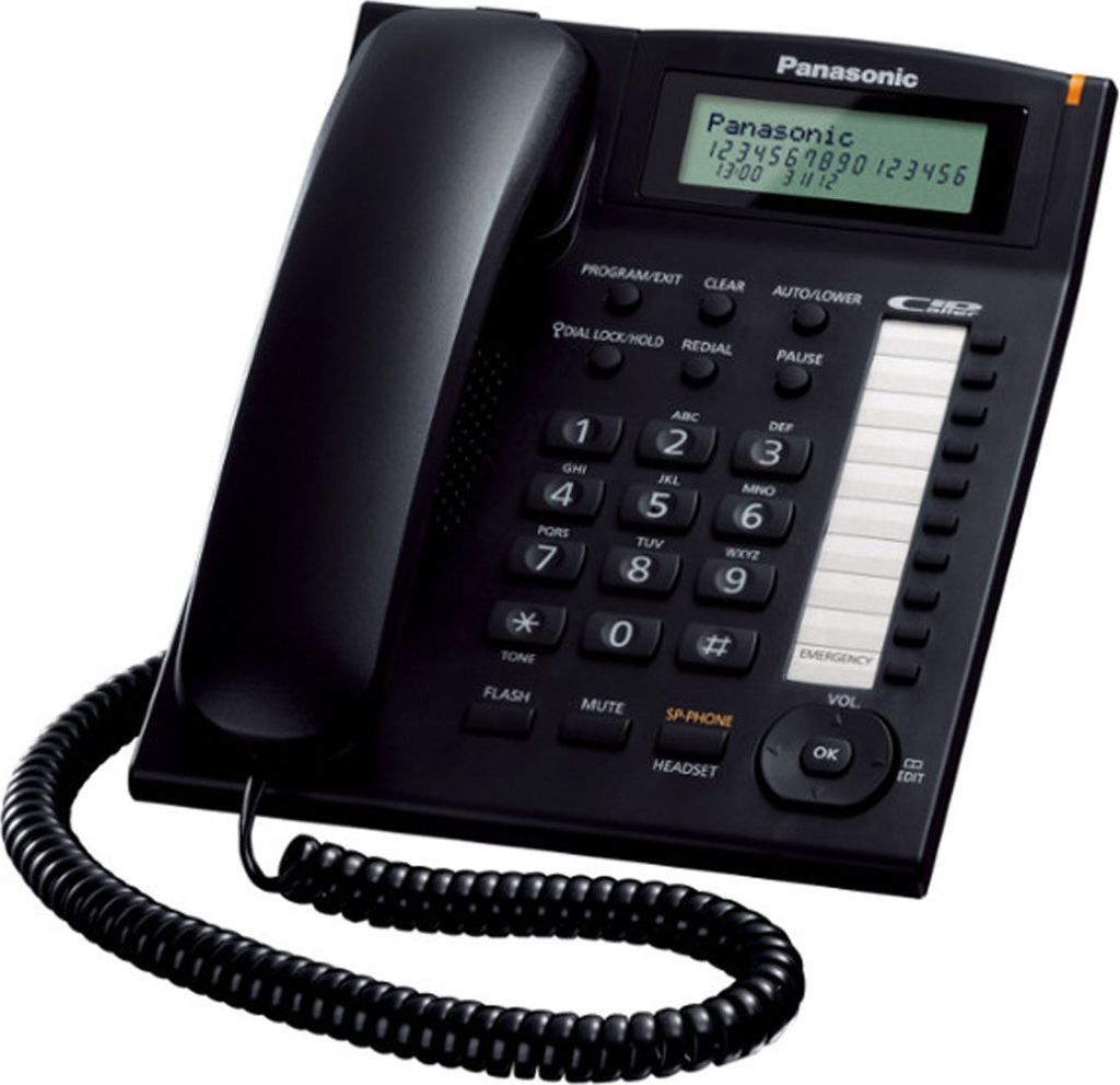 Panasonic KX-TS880EXB Schwarzes analoges Telefon mit Freisprecheinrichtung und Anrufer-ID
