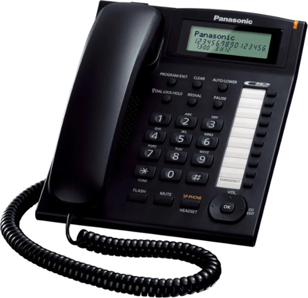 Panasonic KX-TS880EXB Noir Téléphone Filaire avec Écran et Haut-Parleur
