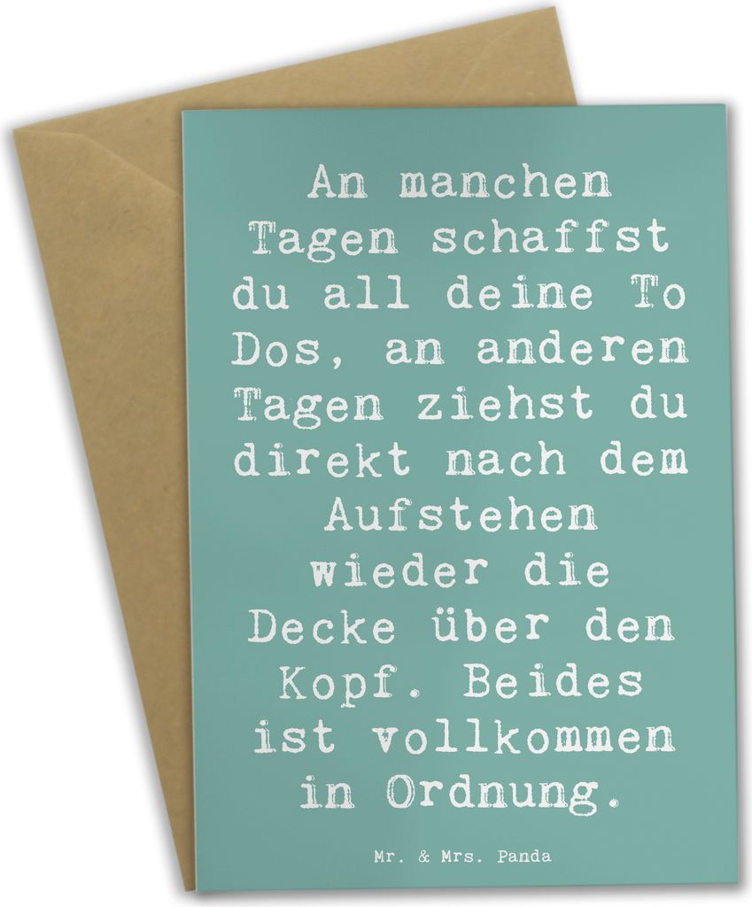 Mr. & Mrs. Panda Klappkarte Spruch Tapferkeit im Alltag - Meeresbrise - Geschenk, Balance, osterkarten, Heldenmut, Stimmung, Grußkarten, weihnacht...