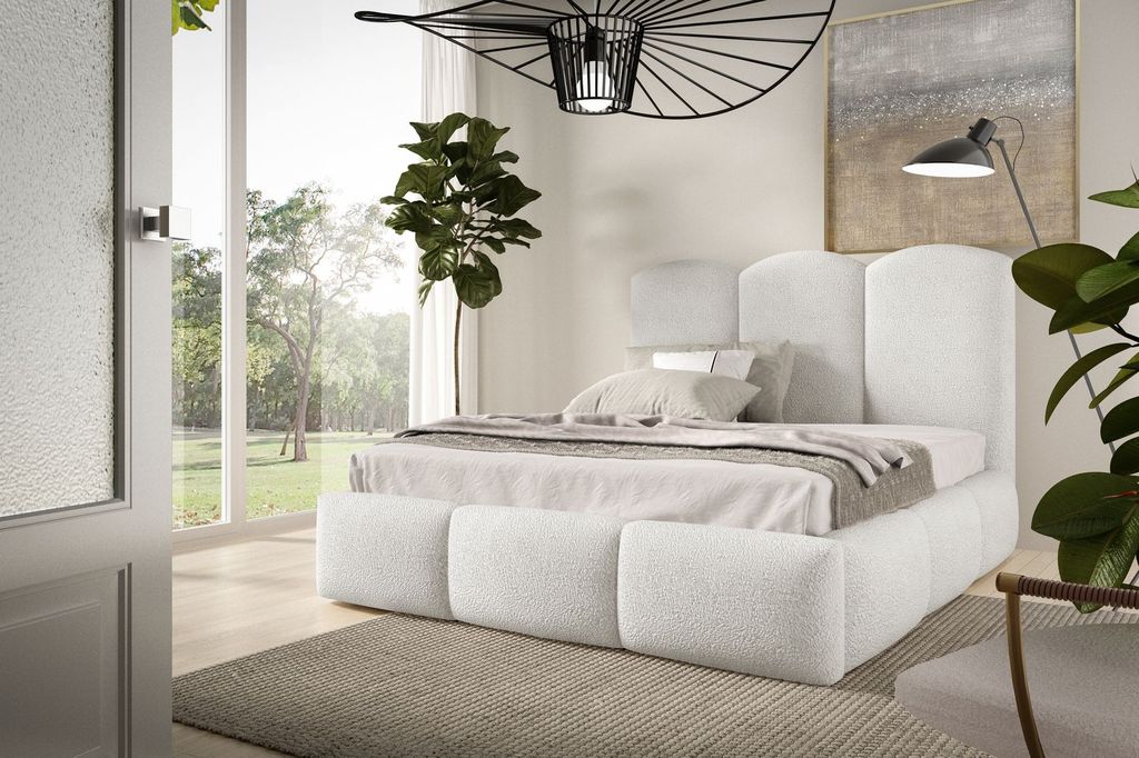 Doppelbett mit Polsterung 180x200 ROLANDA - weiß