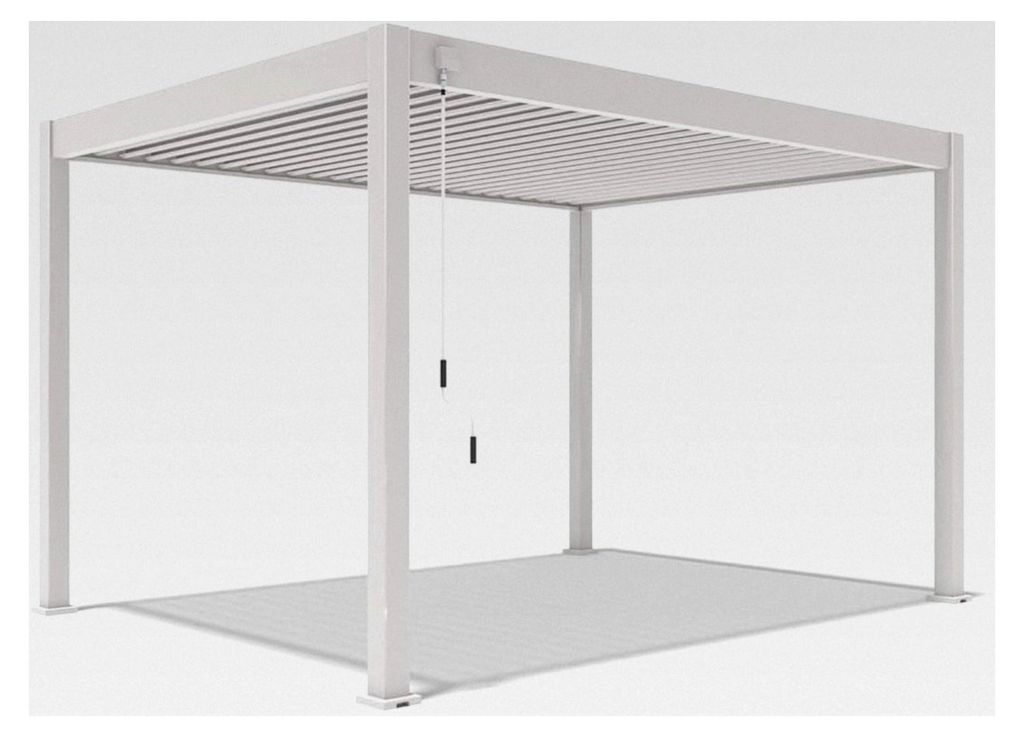 Pavillon 3x4 m aus Aluminium - Freistehende Pergola mit Lamellendach - Garten Sonnenschutz - Wetterbeständig und winterfest - Gartenpavillon in Iv...