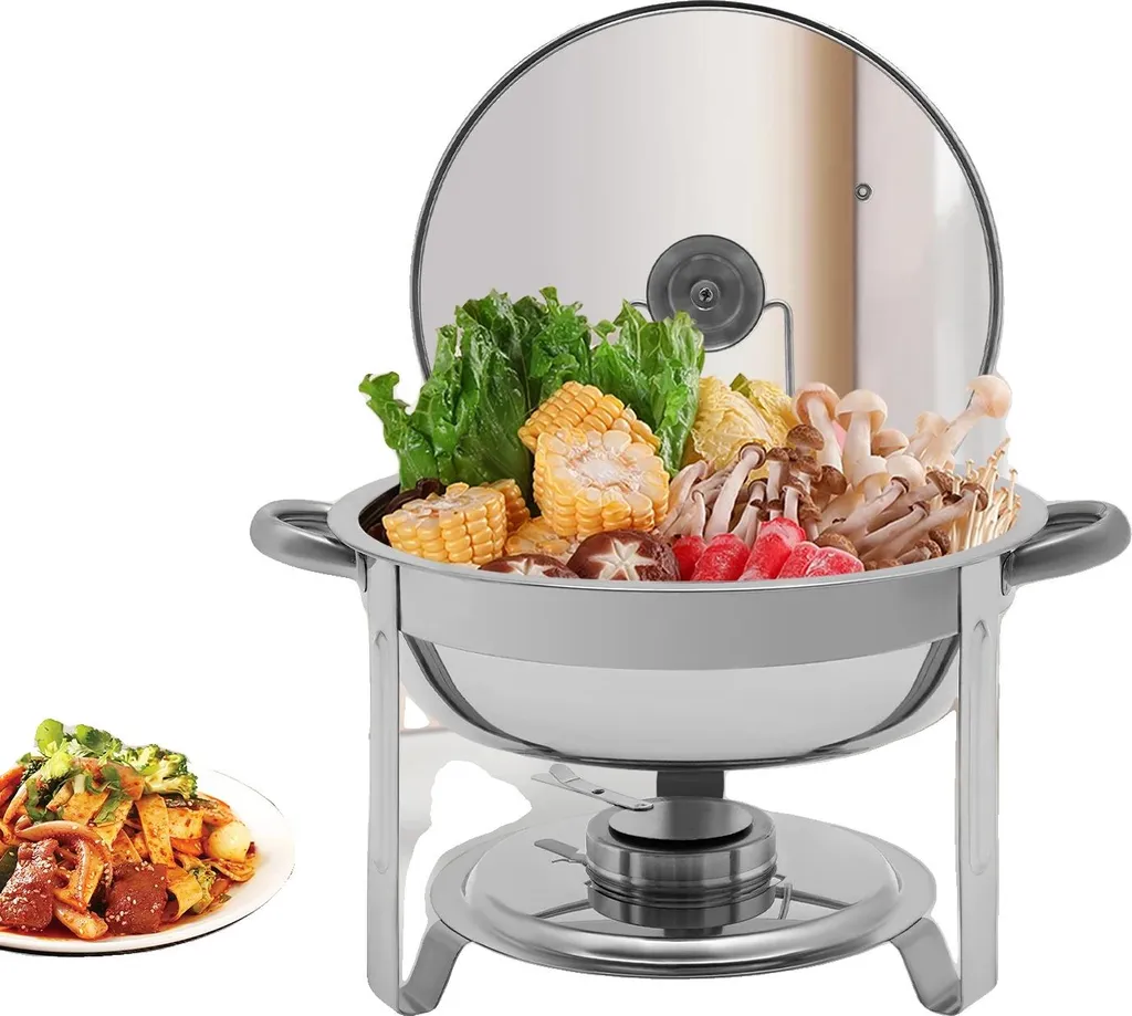 Chafing dish, acciaio inox, capacità 5 litri, argento