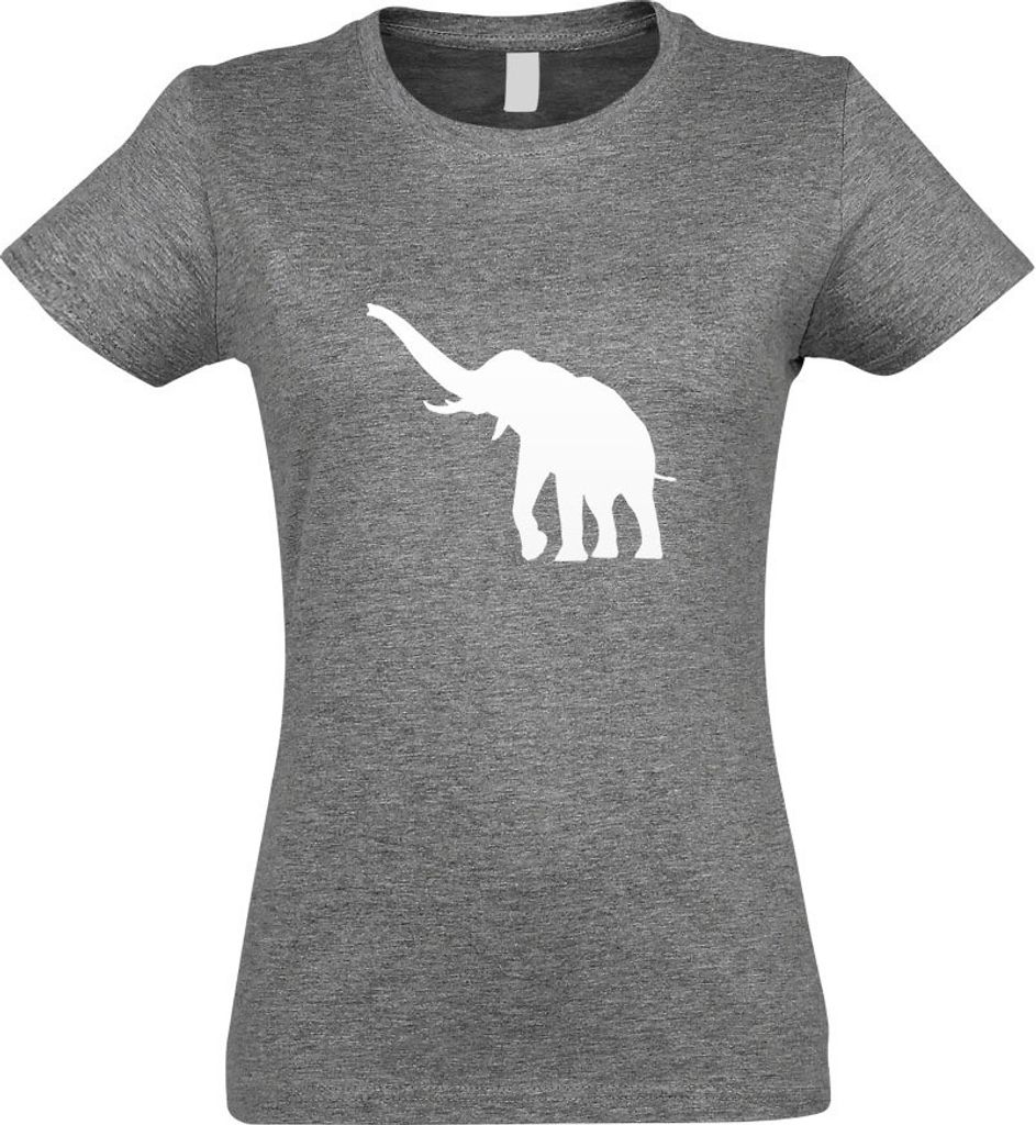 Kiwistar - T-Shirt tailliert - Damen - Graumeliert - Elefant Motiv 5 - Rüsseltiere - mit Motiv Bedruckt - Funshirt Design - Sport - Freizeit - Dam...