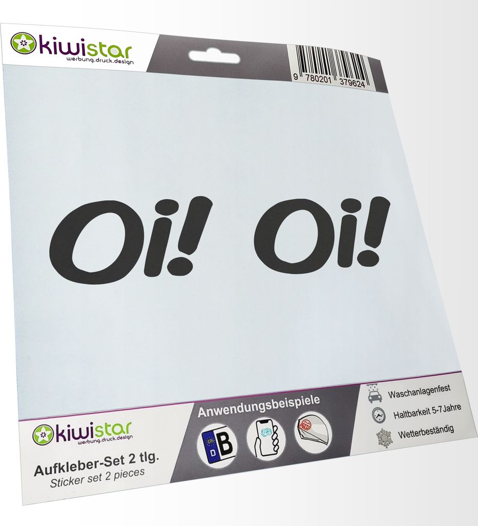 Kiwistar - 2x Kennzeichenaufkleber - dunkelgrau - 21 mm OI! - Autoaufkleber - Aufkleber für Auto, Laptop, Fahrrad, LKW, Motorrad Mehrfarbig JDM De...