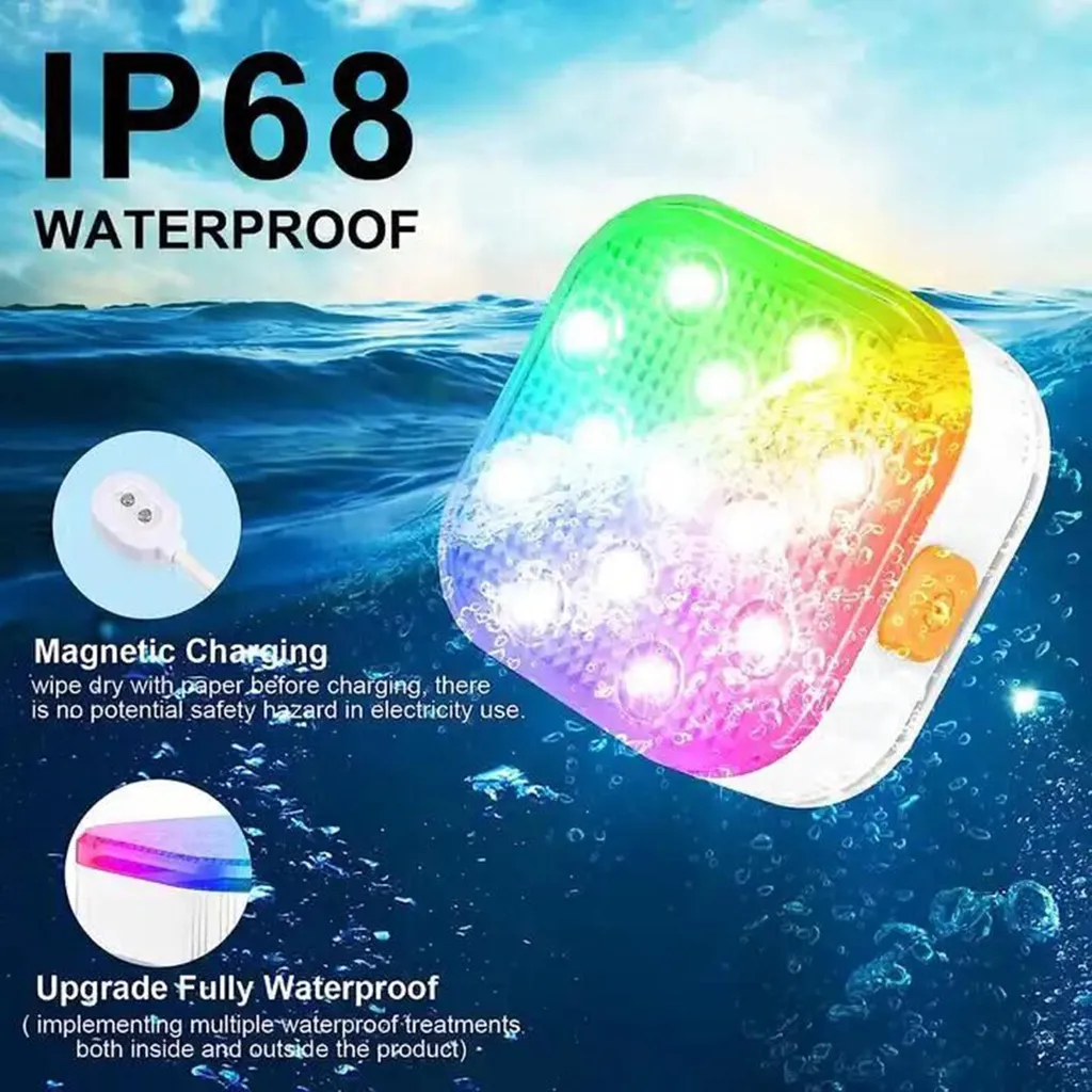 Lumière de Piscine LED Rechargeable IP68 avec Télécommande et Timer